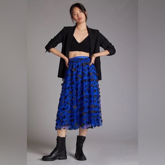 NWT Anthropologie Maeve blue tulle skirt